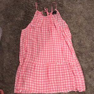 Suzanne Betro pink and white checkered tank